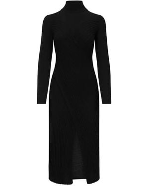 Violante Nessi Ribbed-Knit Front-Slit Dress - Black