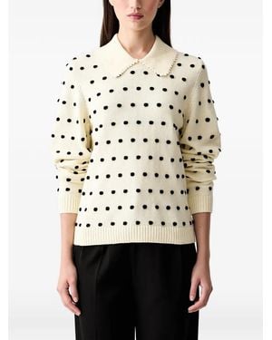 Stine Goya Polka-Dot Pom-Pom Jumper - White