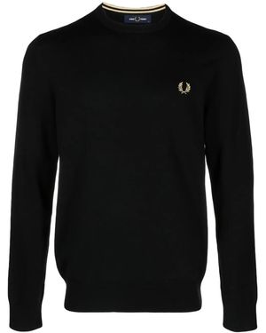 Fred Perry Maglione Girocollo Con Ricamo - Nero