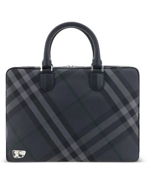 Burberry Aktentasche Mit Gittermuster - Schwarz