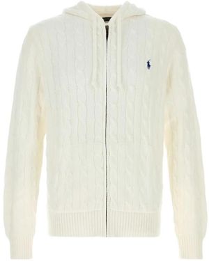 Polo Ralph Lauren Cable-Knit Zip-Up Hoodie - White