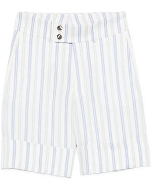 Berwich Nadine Striped Buttoned Shorts - White