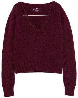 Ermanno Scervino Cut-Out V-Neck Sweater - Red