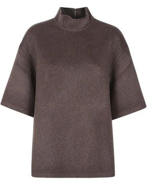 Frankie Shop Delancey Mock-Neck Top - Brown