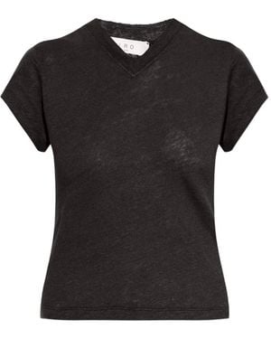 IRO V-Neck Linen T-Shirt - Black