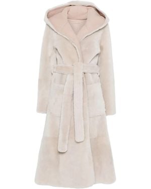 Liska Hooded Belted Coat - Natural