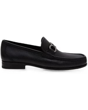 Ferragamo Grandioso Gancini-Plaque Loafers - Nero
