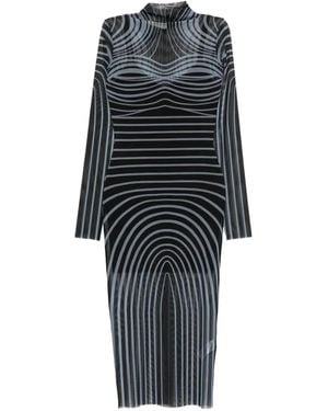 Patrizia Pepe Abstract-Print Tulle Midi Dress - Black