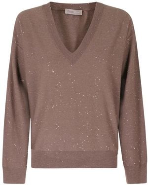 Herno Maglione Con Paillettes - Marrone