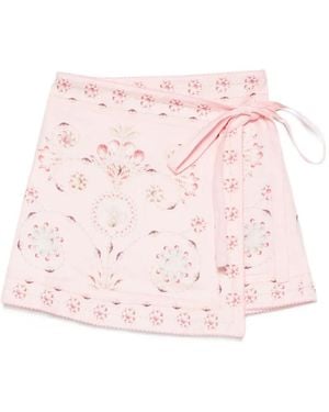 Agua Bendita Luna Playa Wrap Mini Skirt - Pink