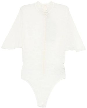 David Koma Body À Fleurs En Dentelle Et Mancherons - White