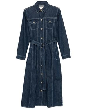 GANT Belted Denim Midi Dress - Blue