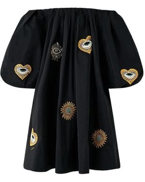 CAMILLA Off-Shoulder Puff Dress - Black
