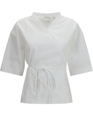Calvin Klein Lynn Tie-Waist Short-Sleeve Shirt - White