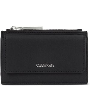 Calvin Klein Portefeuille Zippé À Poche À Rabat - Noir