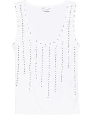 Marella Scoop-Neck Embellished Top - White
