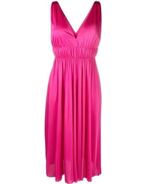 P.A.R.O.S.H. V-Neck Midi Dress - Pink