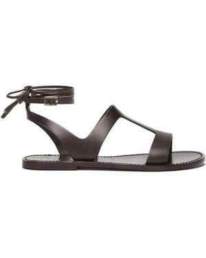 Weekend by Maxmara Leather Flap Sandals - Brown