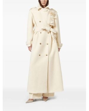 GIUSEPPE DI MORABITO Rose-Detail Double-Breasted Coat - Natural