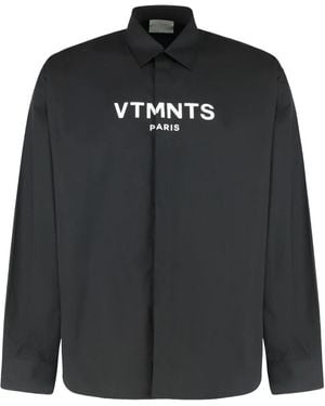 Vetements Logo-Print Cotton Shirt - Black