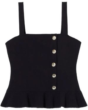 Claudie Pierlot Ruffled Knitted Top - Black