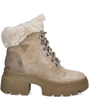 Guess 75Mm Trimmed Lace-Up Ankle Boots - Natural