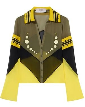 Off-White c/o Virgil Abloh Embellished Colour-Block Shirt - Yellow