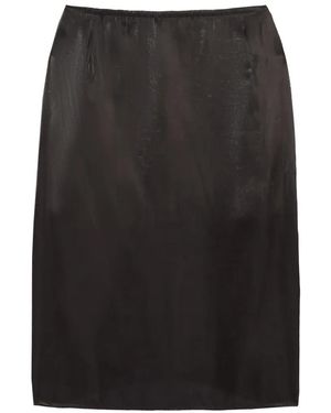 Apparis Tyra Organza Straight Midi Skirt - Black