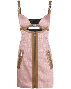Versace Nude & Neutrals Canvas Logo Mini Dress - Pink
