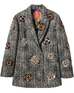 La DoubleJ Doppelreihiges Sakko mit Stickerei - Grau