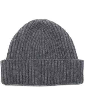 Fedeli Alfredo Ribbed-Knit Cashmere Beanie Hat - Grey