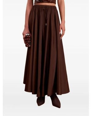 Cult Gaia Pleated Taffeta Drawstring Maxi Skirt - Brown