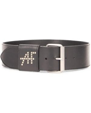 Alberta Ferretti Logo-Stud Leather Belt - Grey