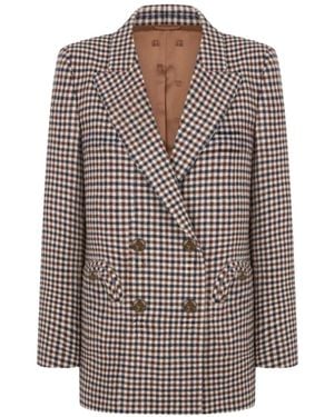 Blazé Milano Langley Check-Pattern Double-Breasted Blazer - Natural