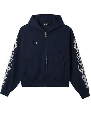 THUG CLUB Flame Zip Hoodie - Blue