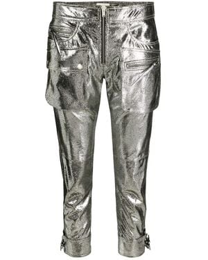 Isabel Marant Ciane Metallic Cropped Trousers - Grey