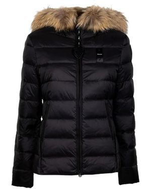 Blauer Fur-Trim Hooded Puffer Jacket - Black