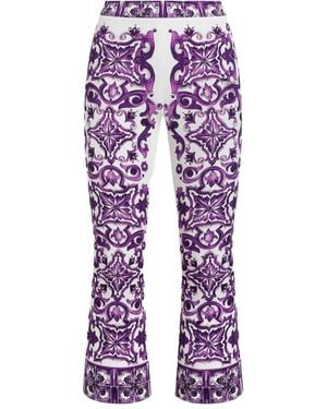 Dolce & Gabbana Majolica-Print Trousers - Purple