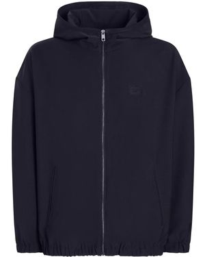 Dolce & Gabbana Logo-Plaque Hooded Jacket - Blue