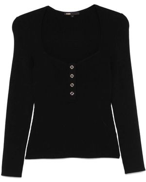 Maje スクープネック リブセーター - ブラック