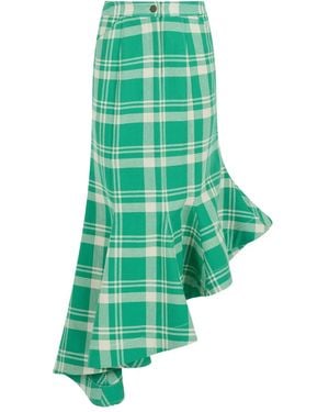 Rosie Assoulin Asymmetrischer Rock mit Karomuster - Grün
