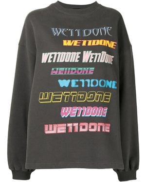 we11done Oversized Logo Print Sweatshirt - Grey