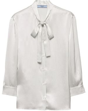 Prada Camicia Con Fiocco - Bianco