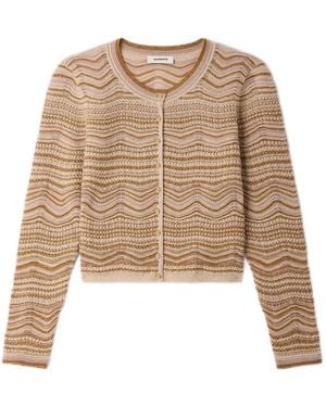 Sandro Cardigan Mit Wellenmuster - Natur