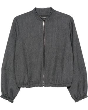 Fabiana Filippi Elasticated-Hem Zip-Up Jacket - Gray