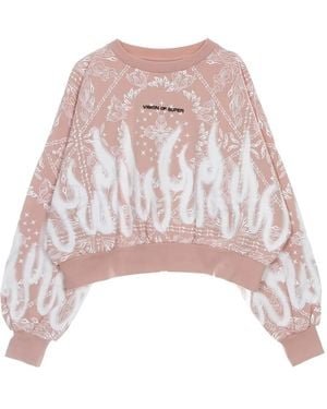 Vision Of Super Flame Print Sweatshirt - Pink