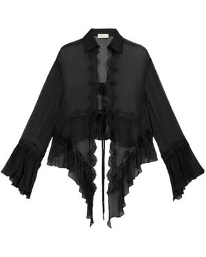 Blumarine Lace-Trim Ruffled Shirt - Black