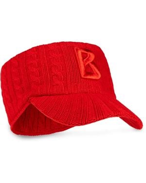 Bogner Tessa1 Cable-Knit Peak Hat - Red