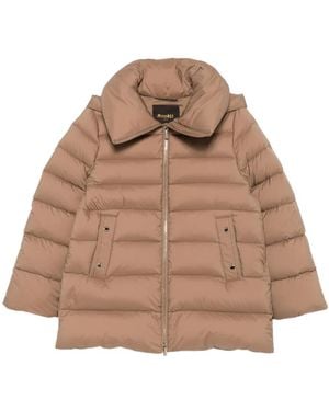 Moorer Quilted Hooded Jacket - Brown