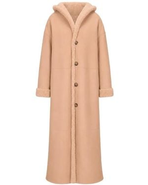 LA ROSE Reversible Shearling Coat - White